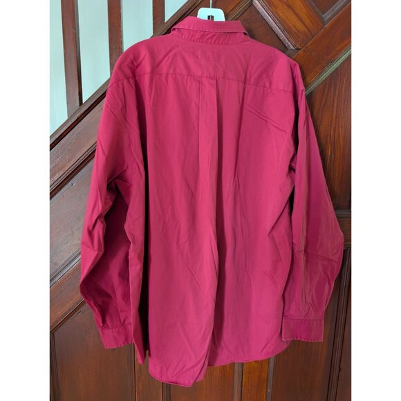 L.L. Bean Mens Wrinkle-Resistant XL Regular Button-Up Shirt Red 100% Cotton - Picture 3 of 6